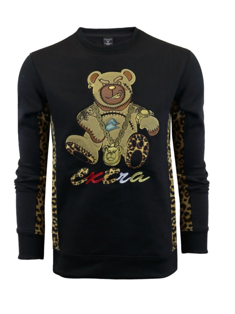 Screenshot Black Crewneck Sweater with Gold Leopard Teddy Graphic size S